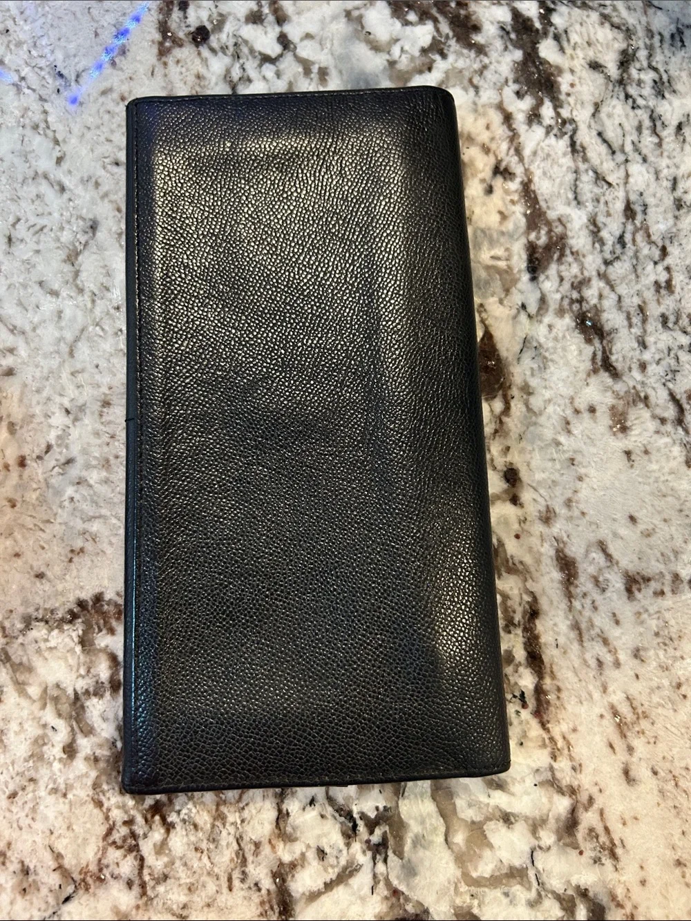 Saint Laurent Black Leather Wallet with Gold Corner Hardware EUC